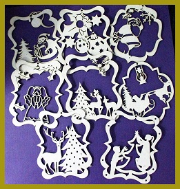 Christmas Decorations MULTI pack of 5 Assorted chipboard, colour